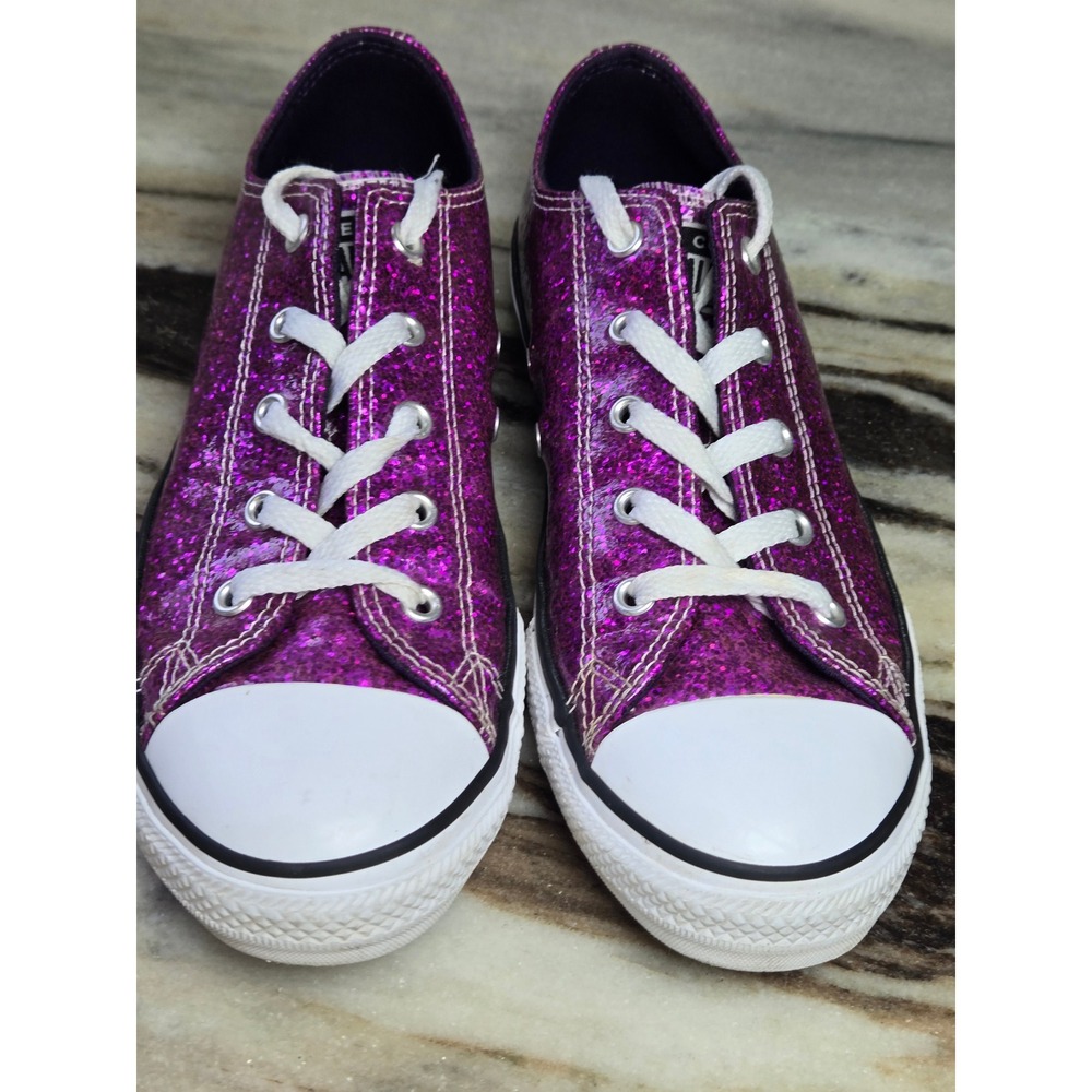 Converse Chuck Taylor All Star Purple Glitter Low  Sneakers Junior Sparkly Eu 36 - Picture 2 of 10